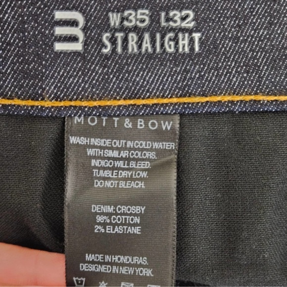 Mott & Bow Straight Leg Mid Rise Crosby Blue Denim Jeans | Men's 35 x 32 - Picture 12 of 15